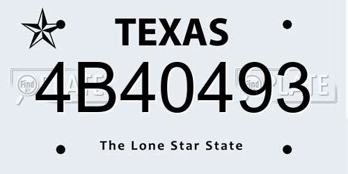 4B40493 Texas License Plate