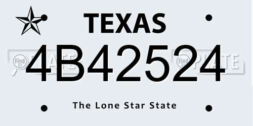 4B42524 Texas License Plate