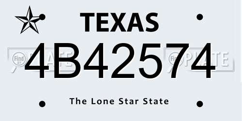 4B42574 Texas License Plate