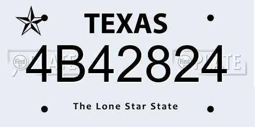4B42824 Texas License Plate
