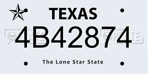 4B42874 Texas License Plate