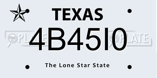4B45I0 Texas License Plate