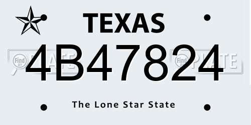 4B47824 Texas License Plate