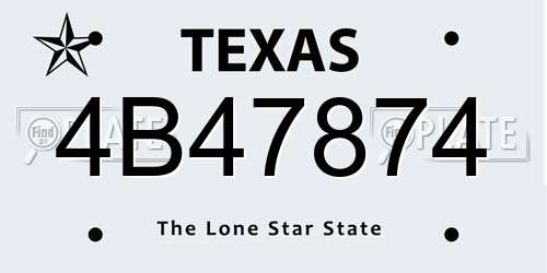 4B47874 Texas License Plate