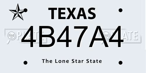 4B47A4 Texas License Plate