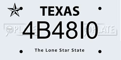 4B48I0 Texas License Plate