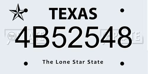 4B52548 Texas License Plate