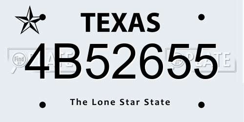 4B52655 Texas License Plate