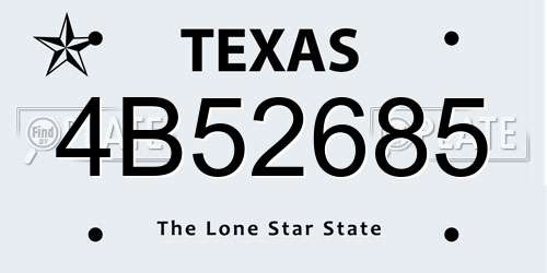 4B52685 Texas License Plate