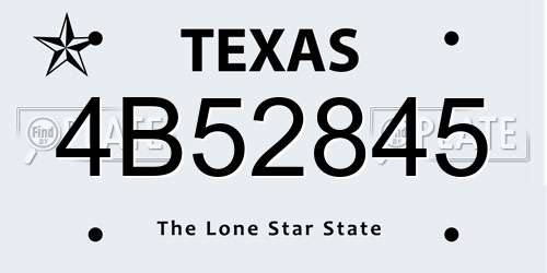 4B52845 Texas License Plate