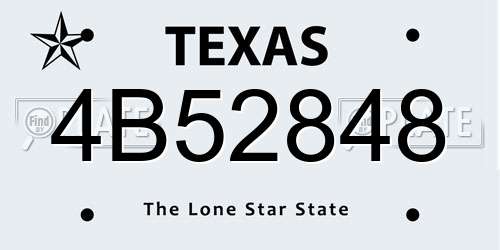 4B52848 Texas License Plate