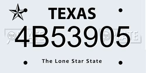 4B53905 Texas License Plate