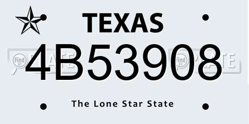 4B53908 Texas License Plate