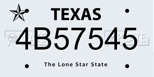 4B57545 Texas License Plate