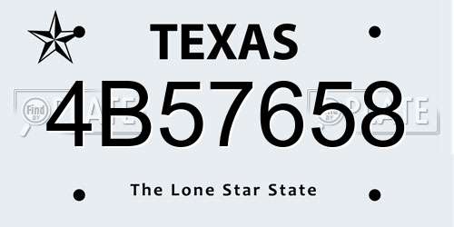 4B57658 Texas License Plate