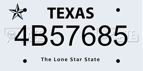 4B57685 Texas License Plate