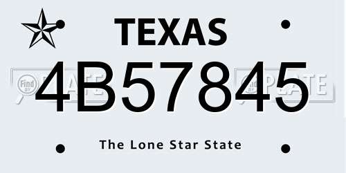 4B57845 Texas License Plate