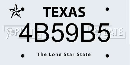 4B59B5 Texas License Plate