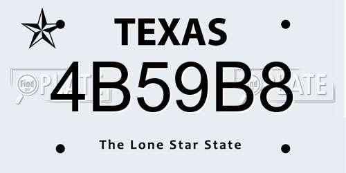 4B59B8 Texas License Plate