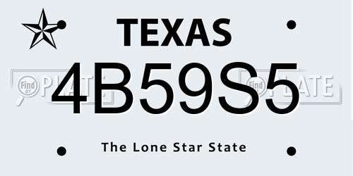 4B59S5 Texas License Plate