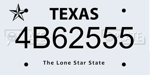 4B62555 Texas License Plate