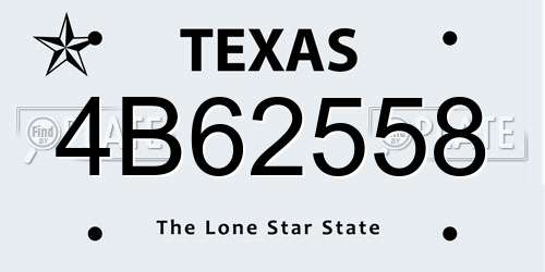 4B62558 Texas License Plate
