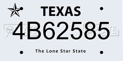 4B62585 Texas License Plate