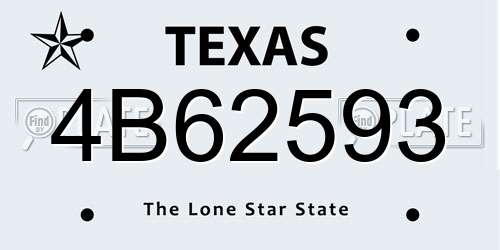4B62593 Texas License Plate