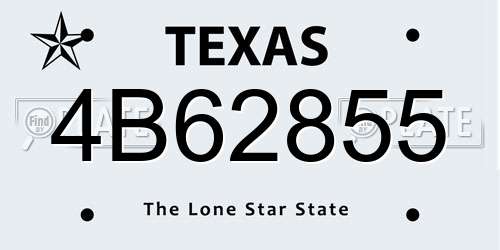 4B62855 Texas License Plate