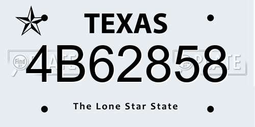 4B62858 Texas License Plate