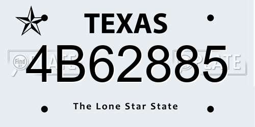 4B62885 Texas License Plate