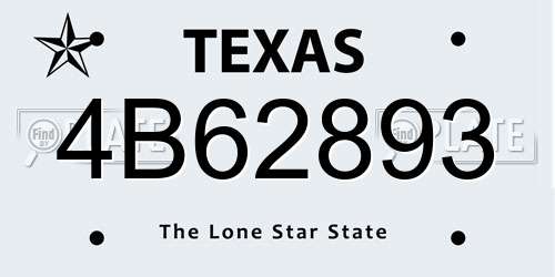 4B62893 Texas License Plate