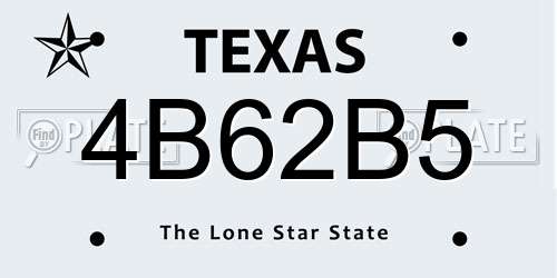 4B62B5 Texas License Plate