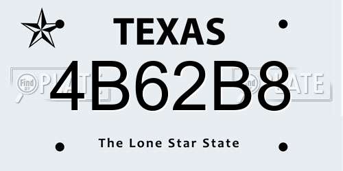4B62B8 Texas License Plate