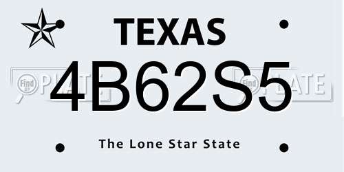 4B62S5 Texas License Plate