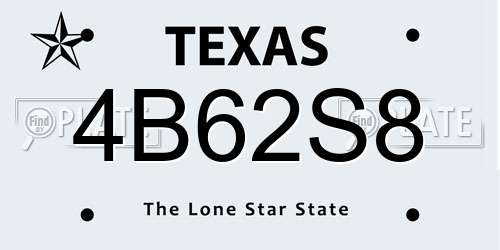 4B62S8 Texas License Plate