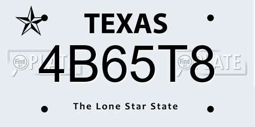 4B65T8 Texas License Plate
