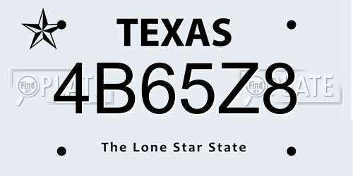 4B65Z8 Texas License Plate