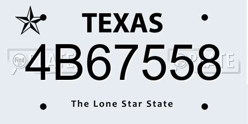 4B67558 Texas License Plate
