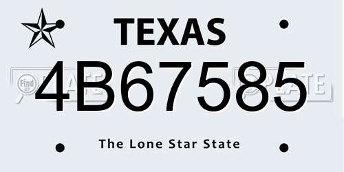 4B67585 Texas License Plate