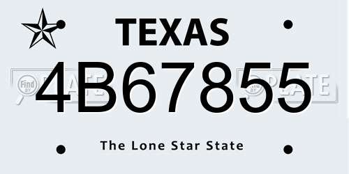4B67855 Texas License Plate