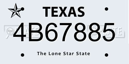 4B67885 Texas License Plate