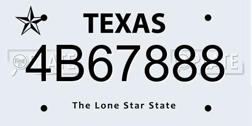 4B67888 Texas License Plate
