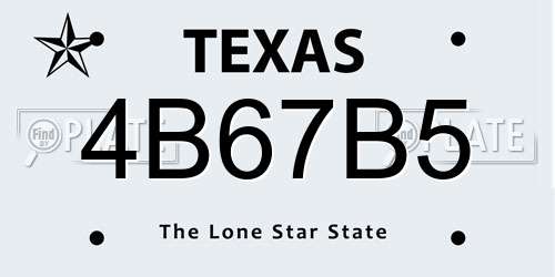 4B67B5 Texas License Plate