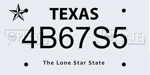 4B67S5 Texas License Plate
