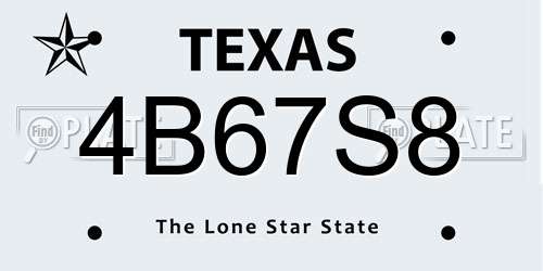 4B67S8 Texas License Plate