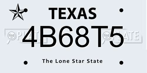 4B68T5 Texas License Plate