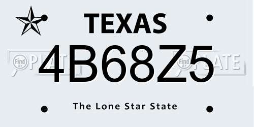 4B68Z5 Texas License Plate