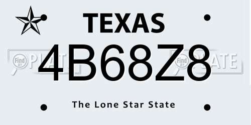 4B68Z8 Texas License Plate