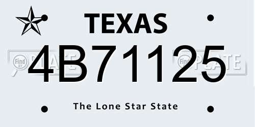 4B71125 Texas License Plate